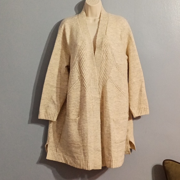 Terra & sky women's 2X 20w-22w cardigan sweater oatmeal color with gray blends - Picture 3 of 17